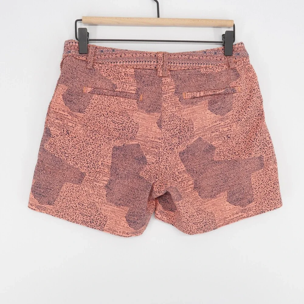 Cartonnier Island Hopper Shorts Womens 4 Coral Geometric Side Button
